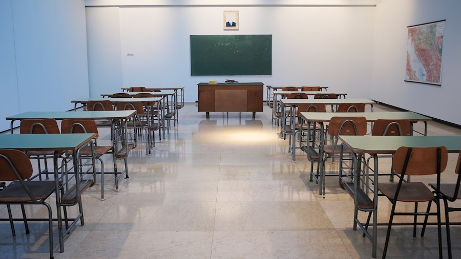 An empty modern classroom